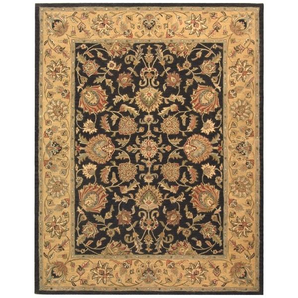 Safavieh Handmade Heritage Traditional Kerman Charcoal/ Gold Wool Rug - 7'6" x 9'6"