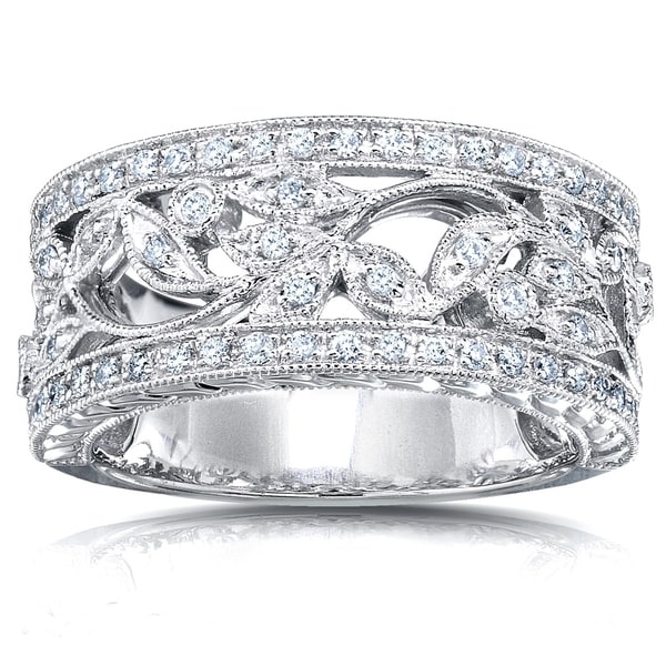 Annello by Kobelli 14k Gold 1/4ct TDW Diamond Filigree Vintage Floral Anniversary Ring