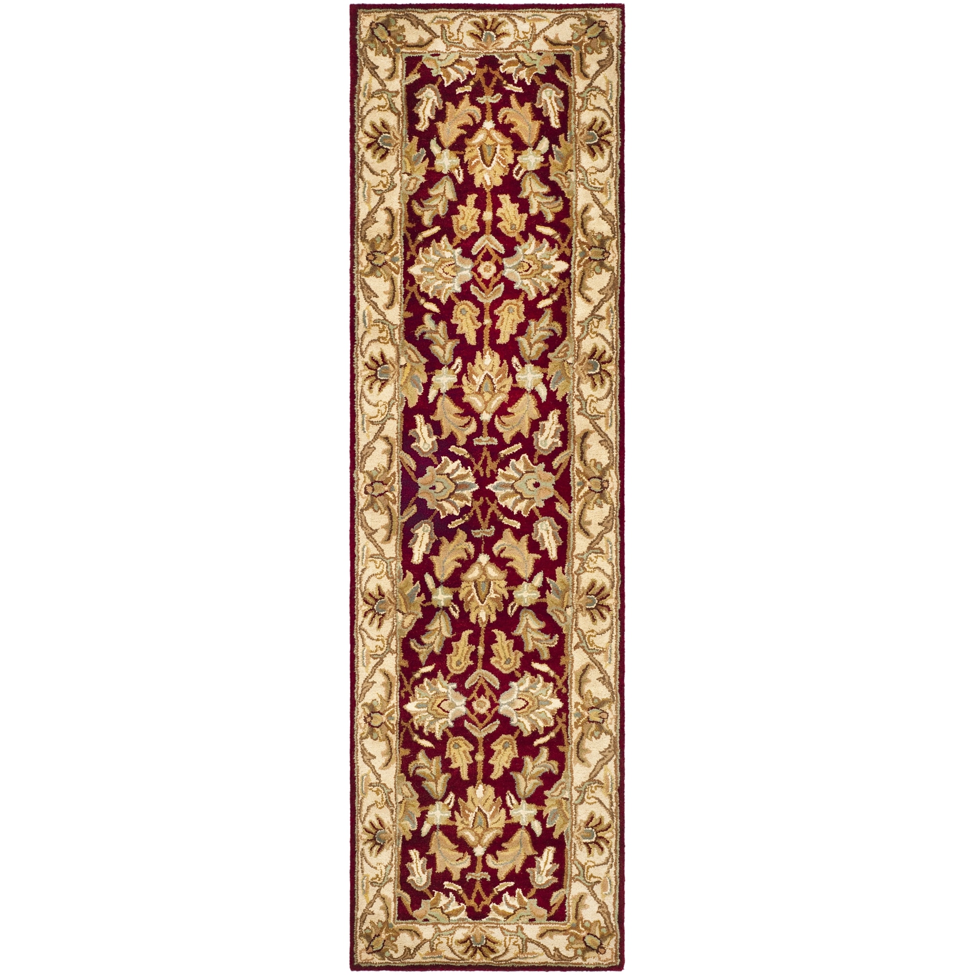 Handmade Heritage Kashan Red/ Ivory Wool Runner (23 X 12)