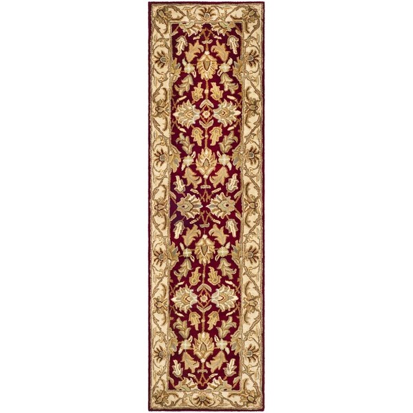 Safavieh Handmade Heritage Traditional Kashan Red/ Ivory Wool Runner Rug - 2'3 x 14'