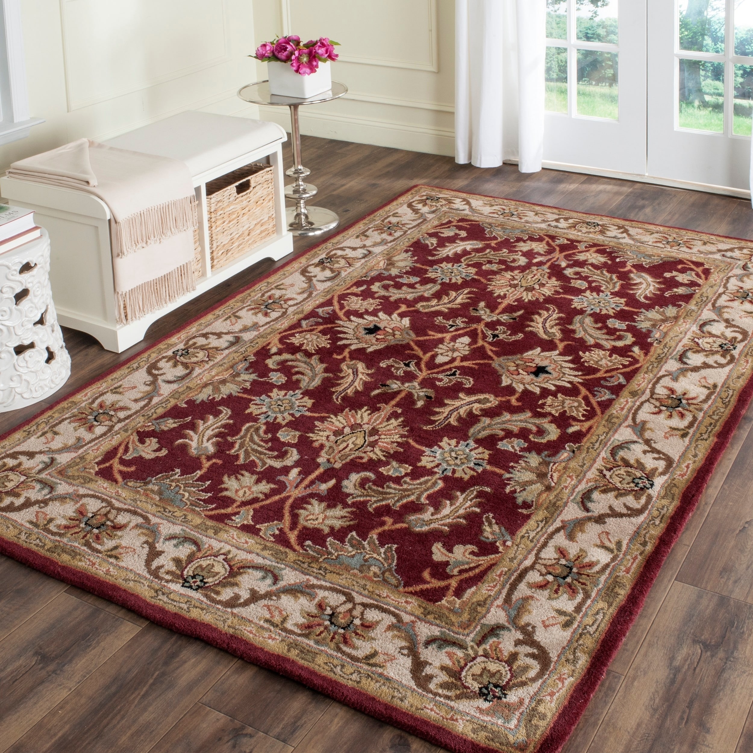 Handmade Heritage Kashan Red/ Ivory Wool Rug (96 X 136)