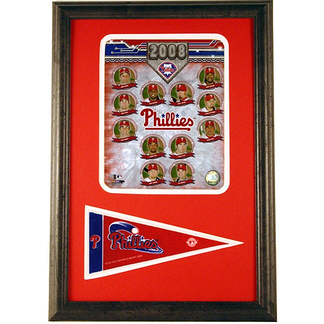 Phillies 2008 Team 12x18 Framed Print with Mini Pennant
