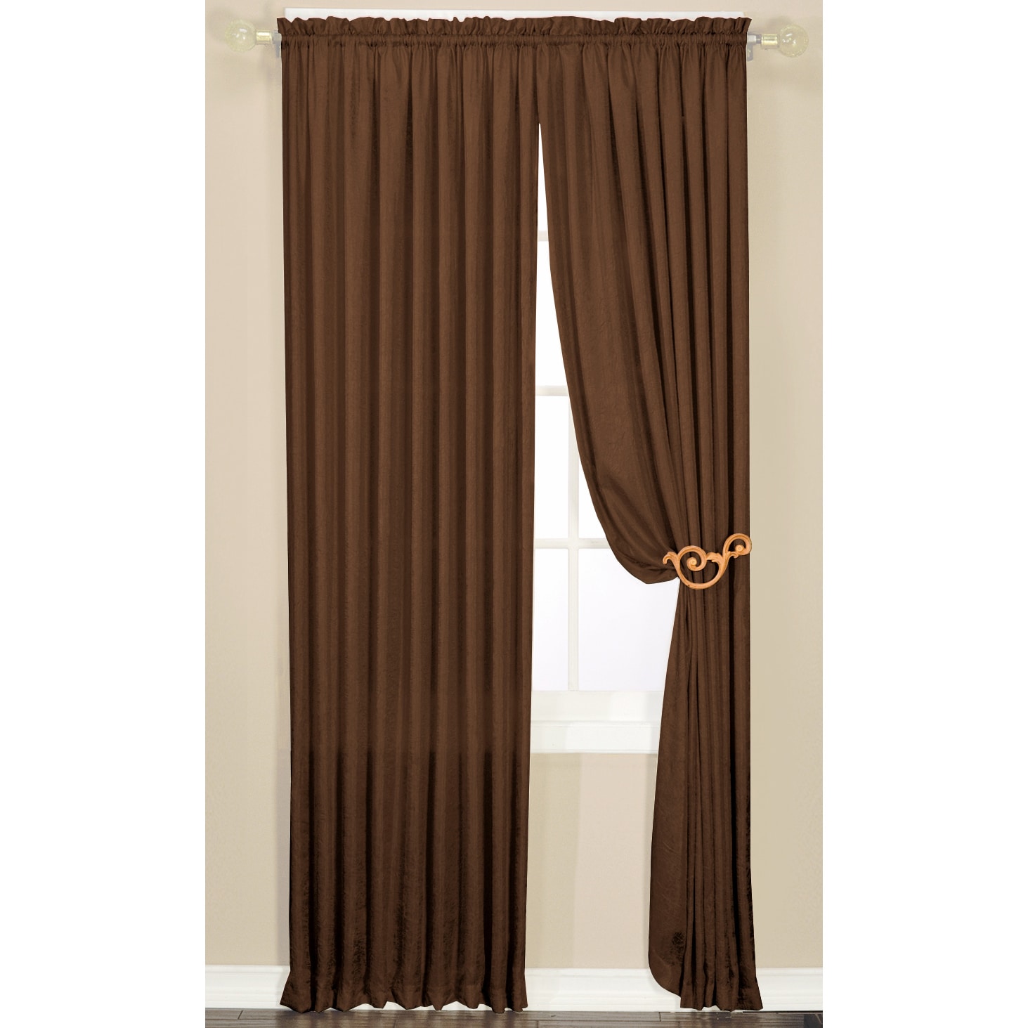 Arlee Faux Silk Luster Crushed Curtain Panel Pair Brown Size 50 X 84