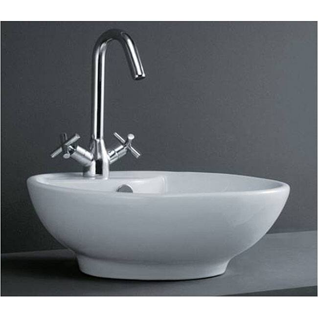 Round Porcelain White Above-Counter Bathroom Vessel Sink