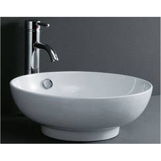 Round Porcelain White Bathroom Vessel Sink