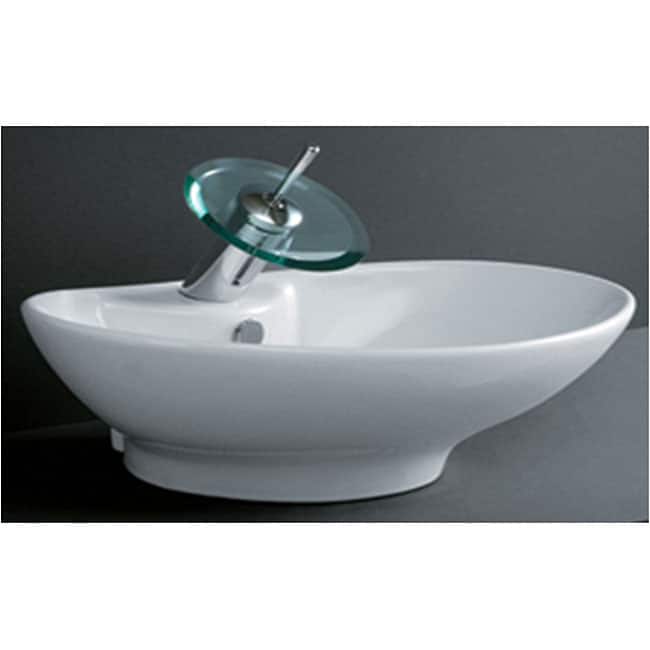Oval Tapered Porcelain Bathroom Vessel Sink