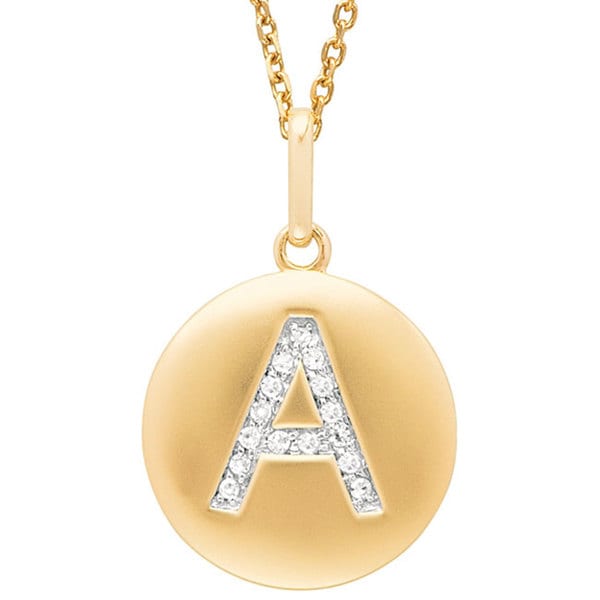 Shop 14k Yellow Gold Diamond Initial Monogram Disc Necklace - Overstock - 3654908