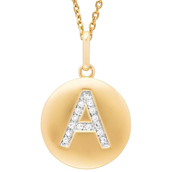 14k Yellow Gold Diamond Initial Monogram Disc Necklace - Free Shipping Today - 0 ...