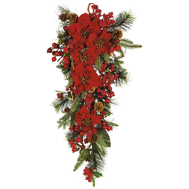 Shop Poinsettia Teardrop Silk Flower Arrangement Free