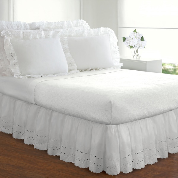 Ruffled Lauren Eyelet 18 inch Bedskirt On Sale Bed Bath