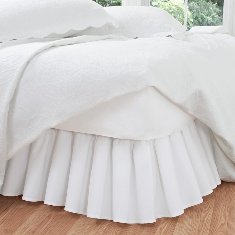 Ruffled Poplin Polyester/Cotton 14-inch Drop Bedskirt - Full - White