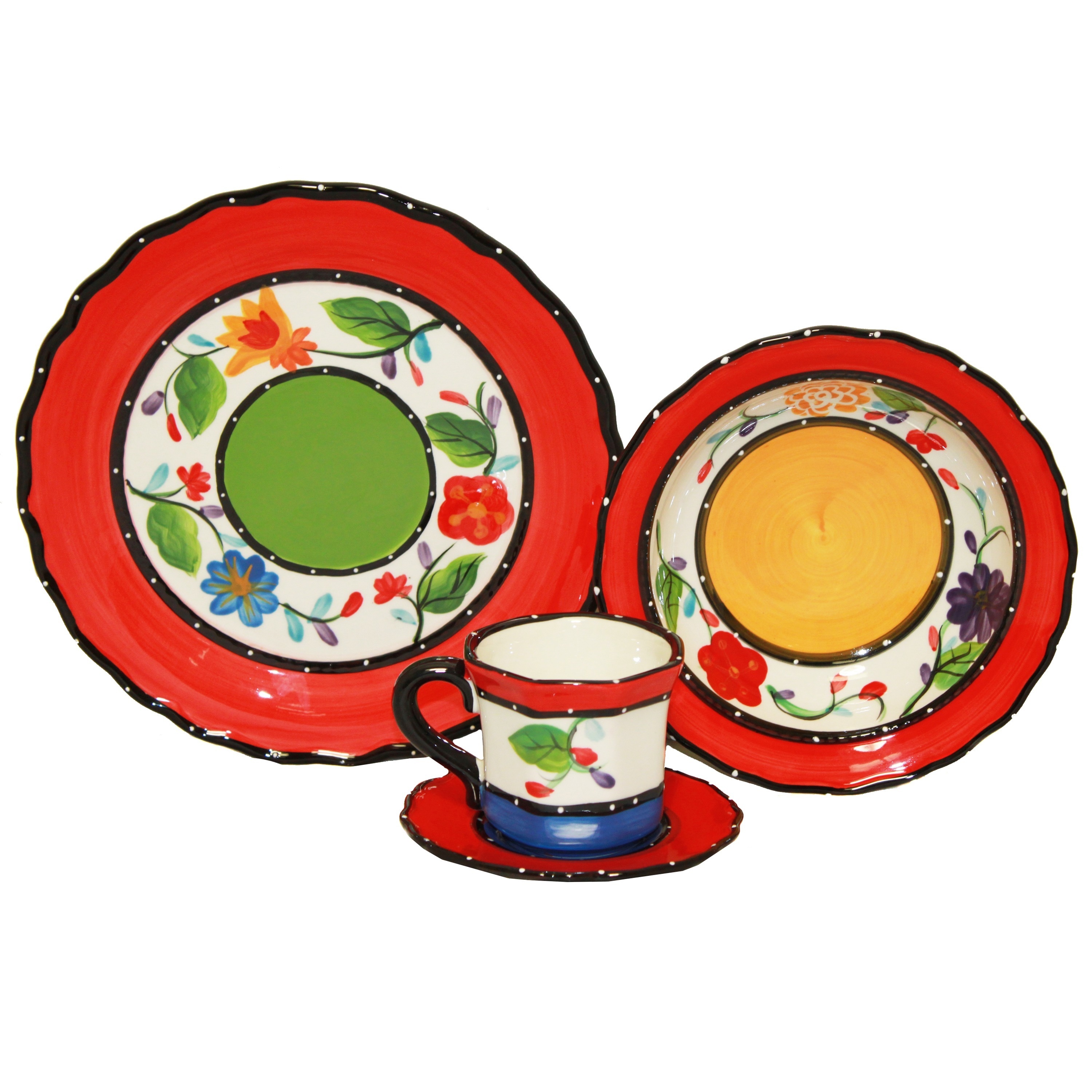 Viva Collection Hand painted 16 piece Dinnerware Set