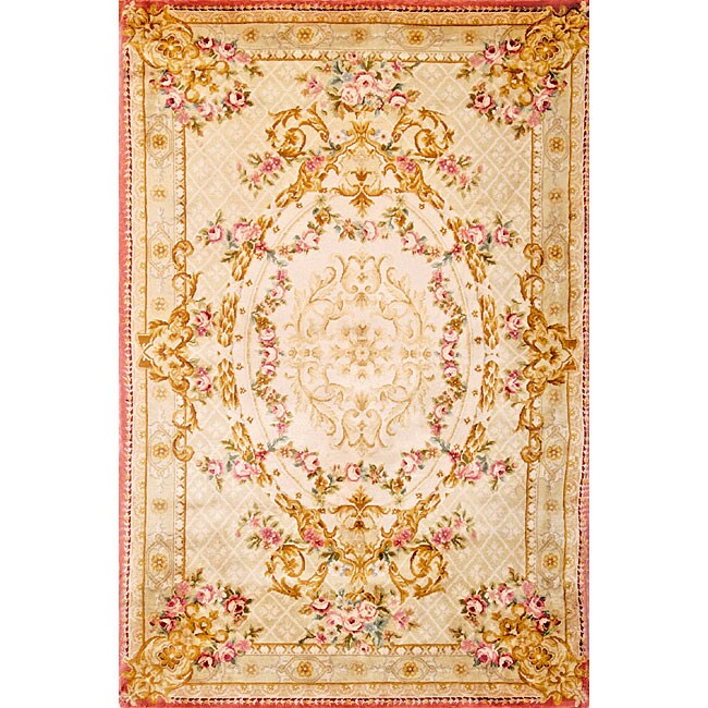 Shop Handknotted Ivory Wool Rug (6' x 9') Free Shipping Today