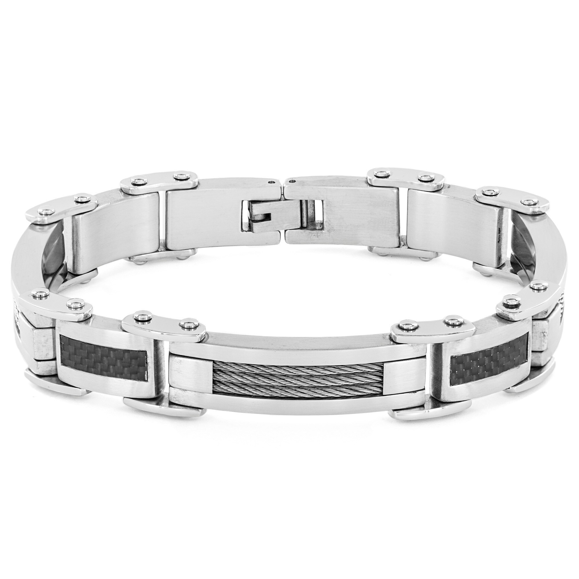 Shop Stainless Steel Men's Cable Link Bracelet - Free Shipping On ...