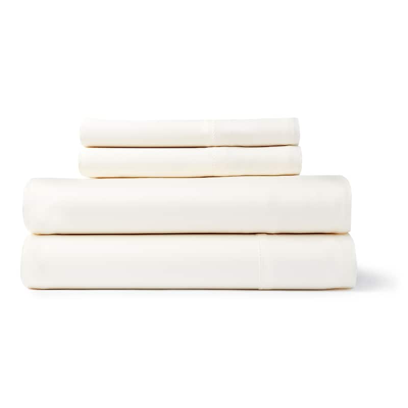 Solid Colored Rayon from Bamboo Breathable Deep Pocket Bed Sheet Set - Queen- Ivory