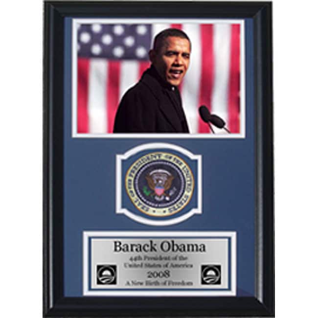 Professionally Framed Obama and Flag 12x18 Photo Print