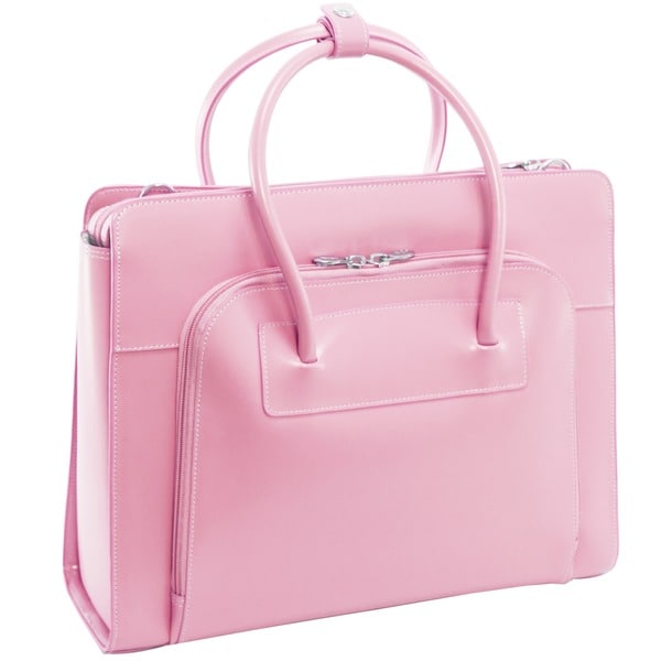 Shop McKlein Women&#39;s Pink Lake Forest Italian Leather Laptop Tote Bag - Free Shipping Today ...