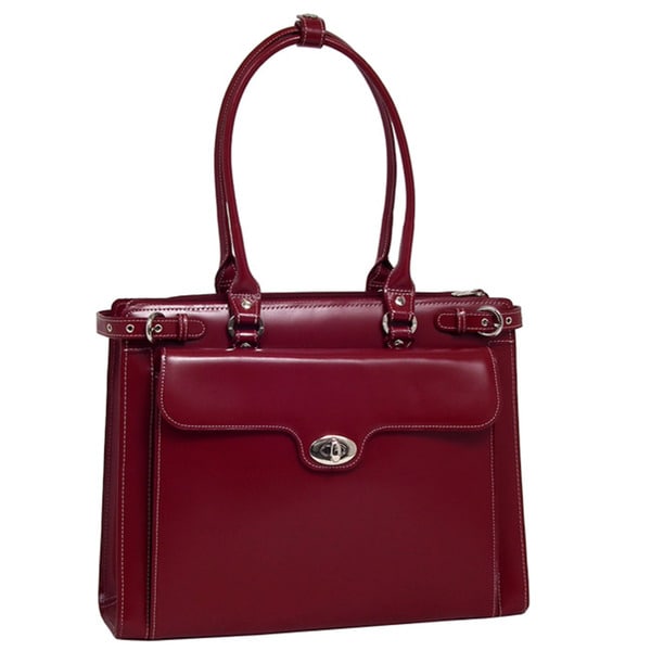 McKlein Women's Red Winnetka Italian Leather Laptop Briefcase ...