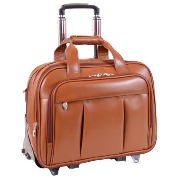 Mcklein Damen Brown Leather Detachable Wheeled Laptop Case Mcklein Damen Brown Leather Detachable Wheeled Laptop Case