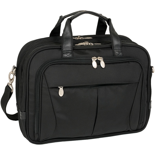 McKlein Black Pearson Expandable Double Compartment Briefcase