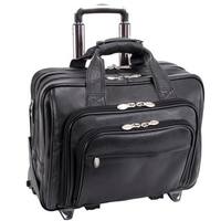 Shop McKlein Chicago Black Leather 17in. Detachable-Wheeled Laptop Case - Free Shipping Today ...