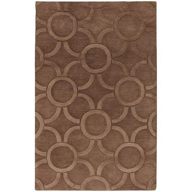 Hand tufted Mandara Contemporary Brown Wool Rug (79 X 106)