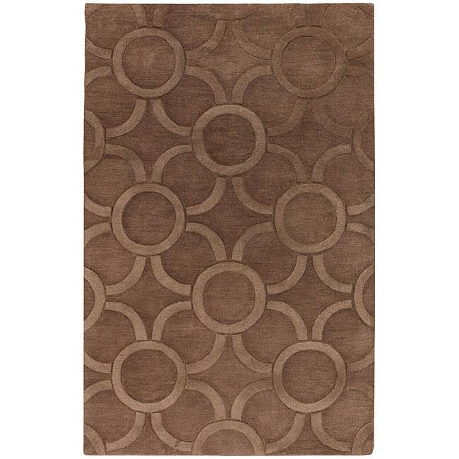 Hand-Tufted Mandara Contemporary Brown Wool Rug (7'9" x 10'6")