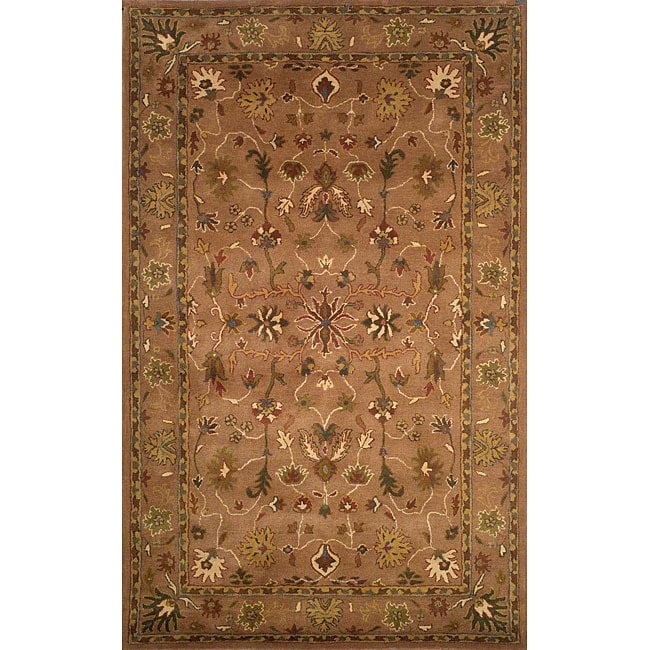 Hand tufted Petra Oushak Brown Wool Rug (5 X 8)