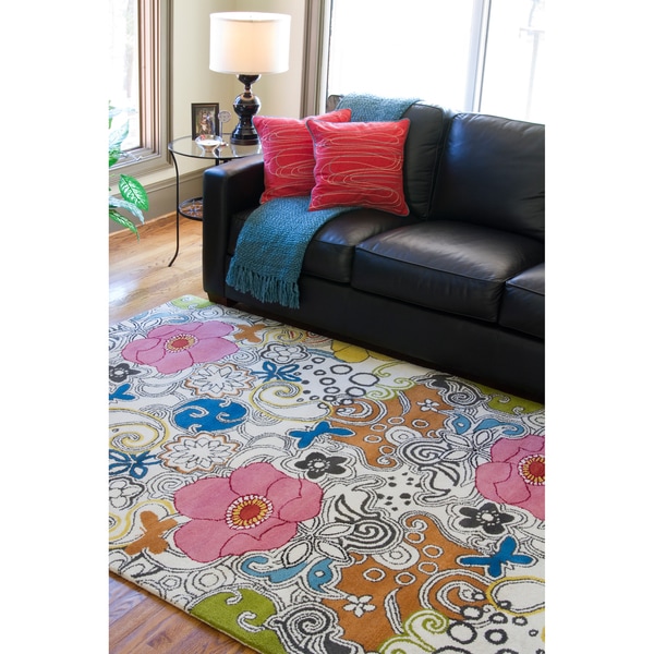 Hand-tufted Contemporary Multi-colored Floral Genesis New ... (600 x 600 Pixel)