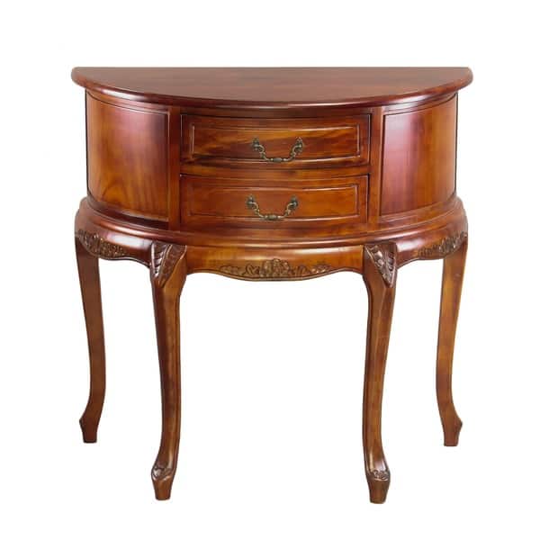 International Caravan Carved Wood Half Moon Table International Caravan Carved Wood Half Moon Table