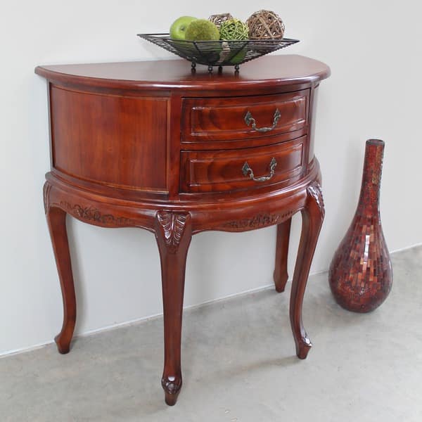 International Caravan Windsor Hand-Carved Half Moon Console Table