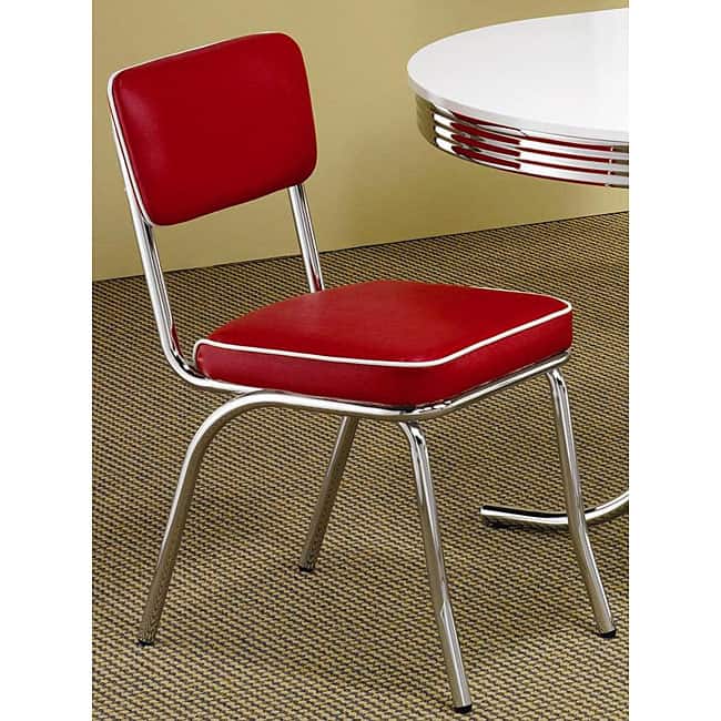 Rose Red Retro Chrome Chairs (Set of 2)