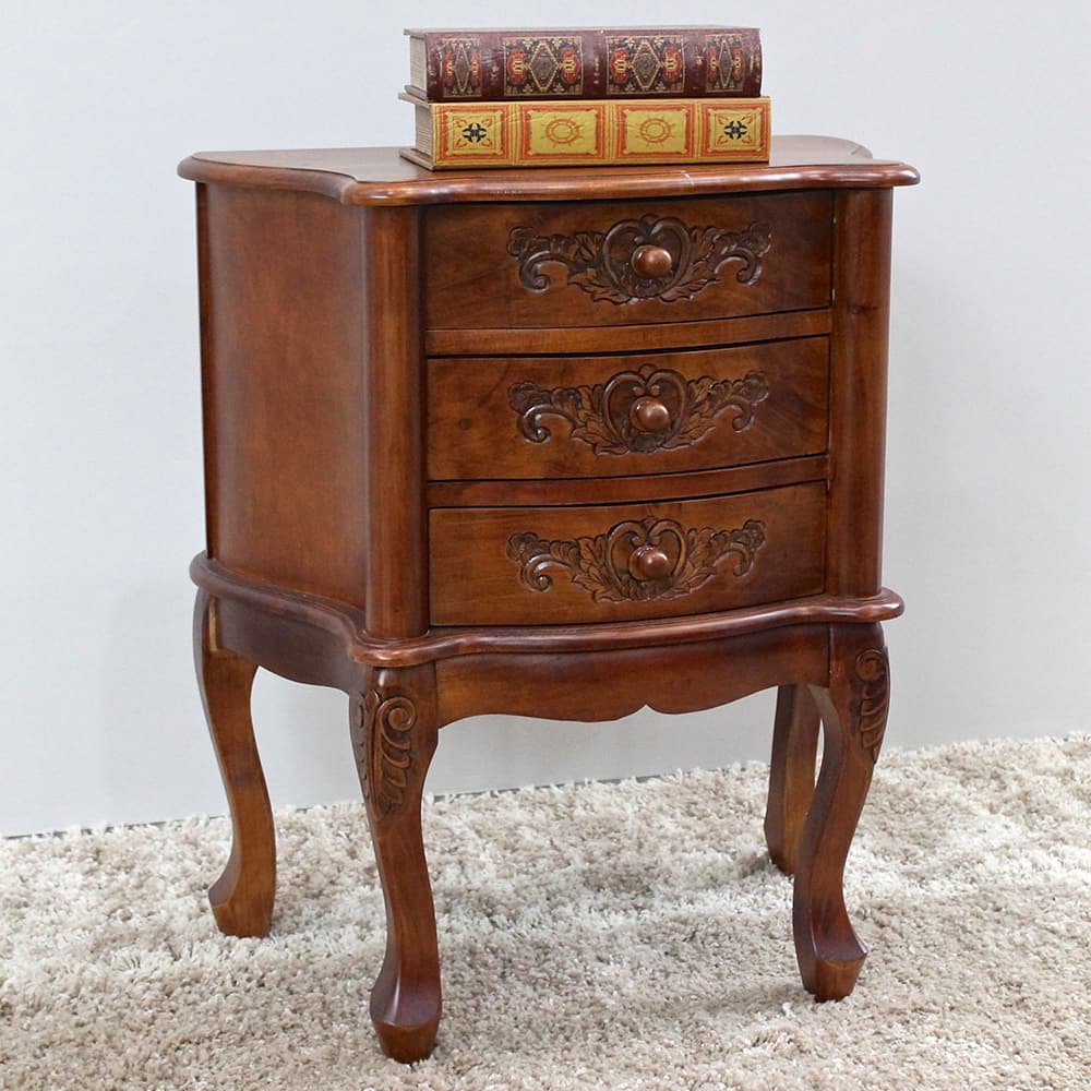 Windsor Carved 3-Drawer Night Stand
