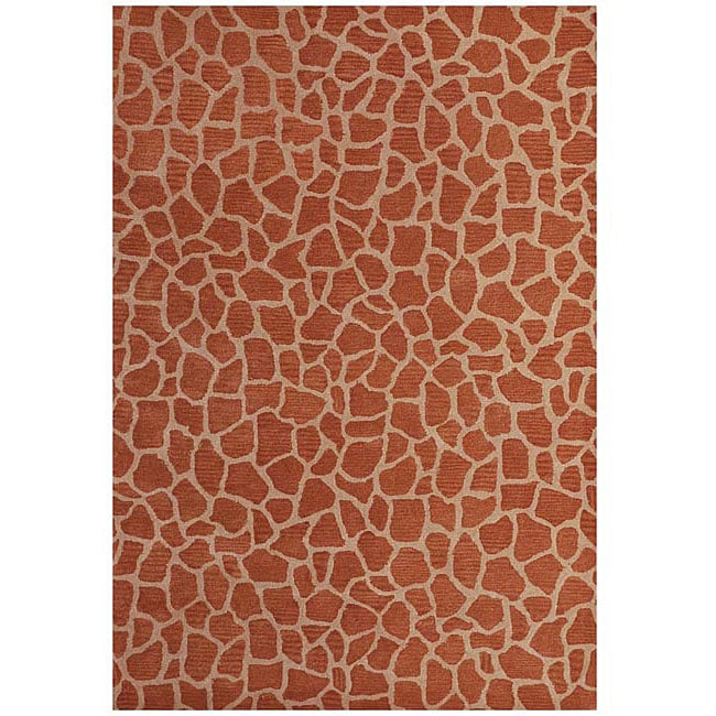 Hand tufted Giraffe Gold Wool Rug (8 X 10 6)