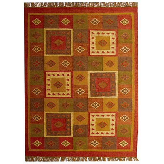 Handwoven Wool Area Rug (5 X 8)