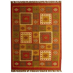 Handwoven Wool Area Rug - 5' x 8'