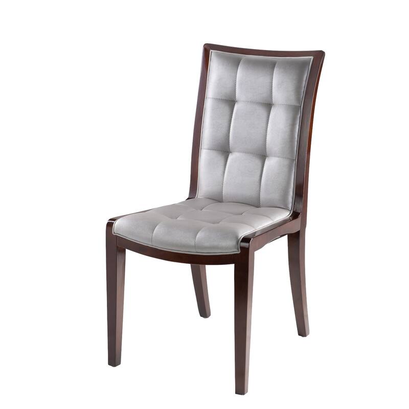 King Pebbled Faux Leather Dining Chairs (Set of 2) - Silver