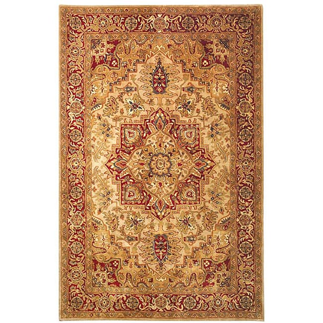 Handmade Classic Heriz Gold/ Red Wool Rug (6 X 9)