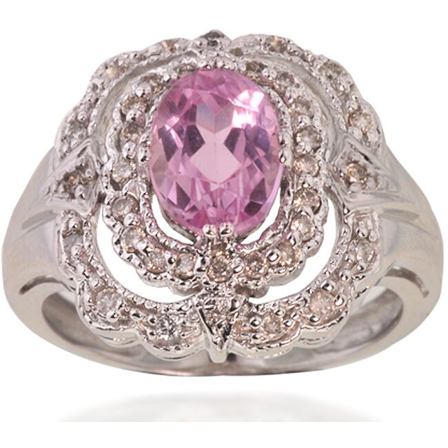 Shop Michael Valitutti 14k Gold Kunzite/ 1/4ct TDW Diamond Ring - Free ...