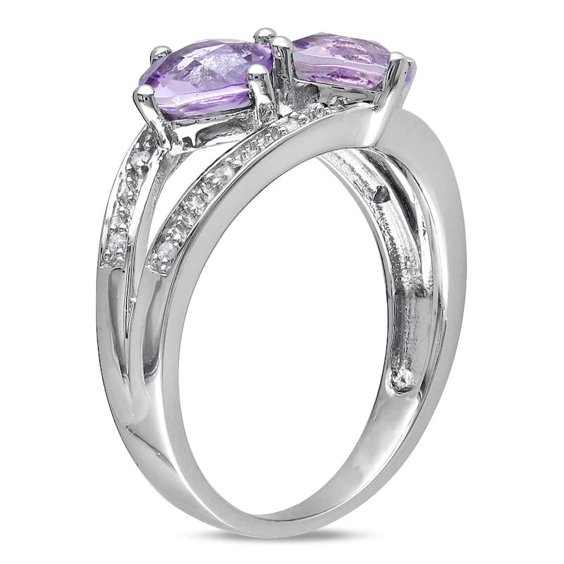 Miadora Silver Rose de France and Diamond Ring