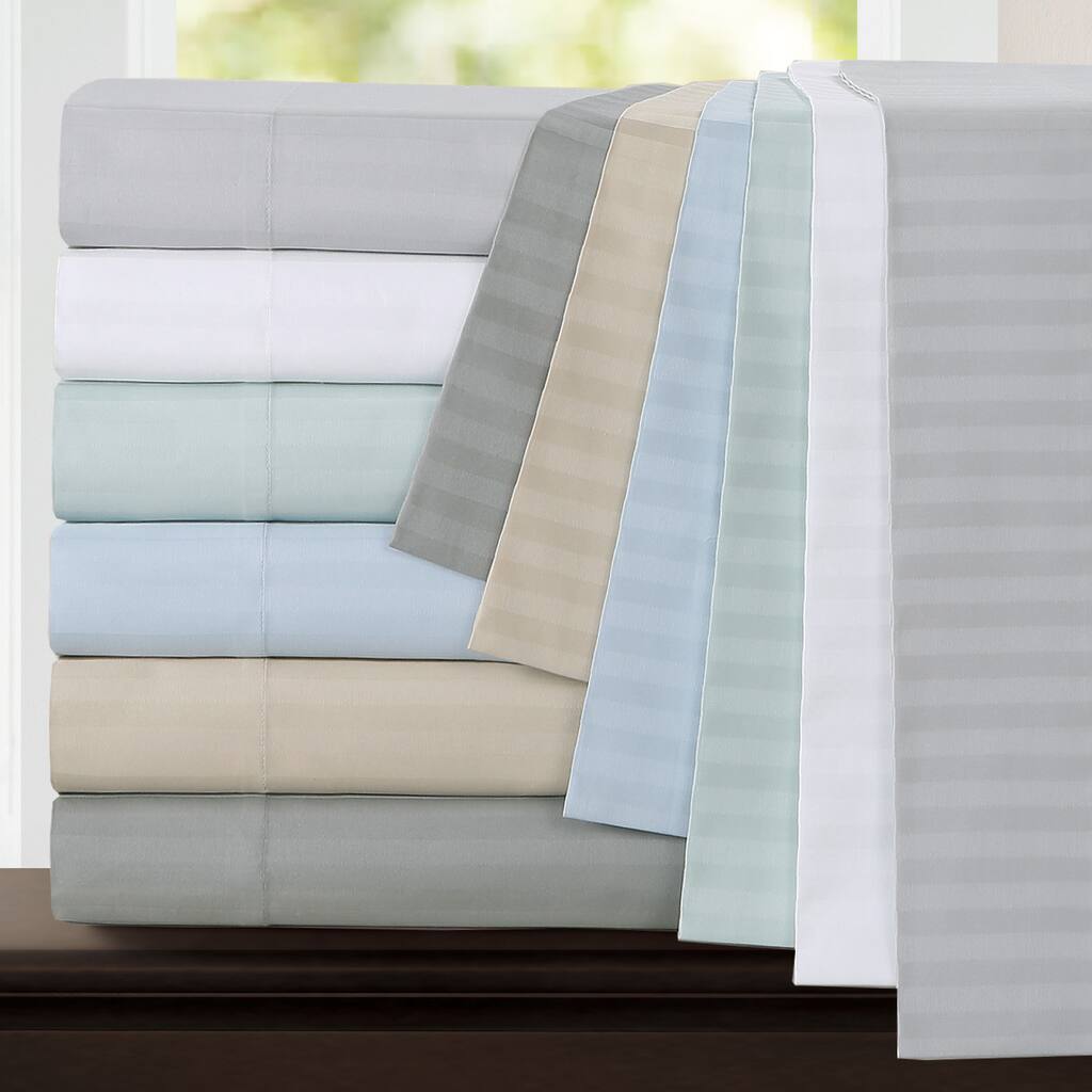 Echelon Home Egyptian Cotton 800 Thread Count Deep Pocket Stripe Bed Sheet Set