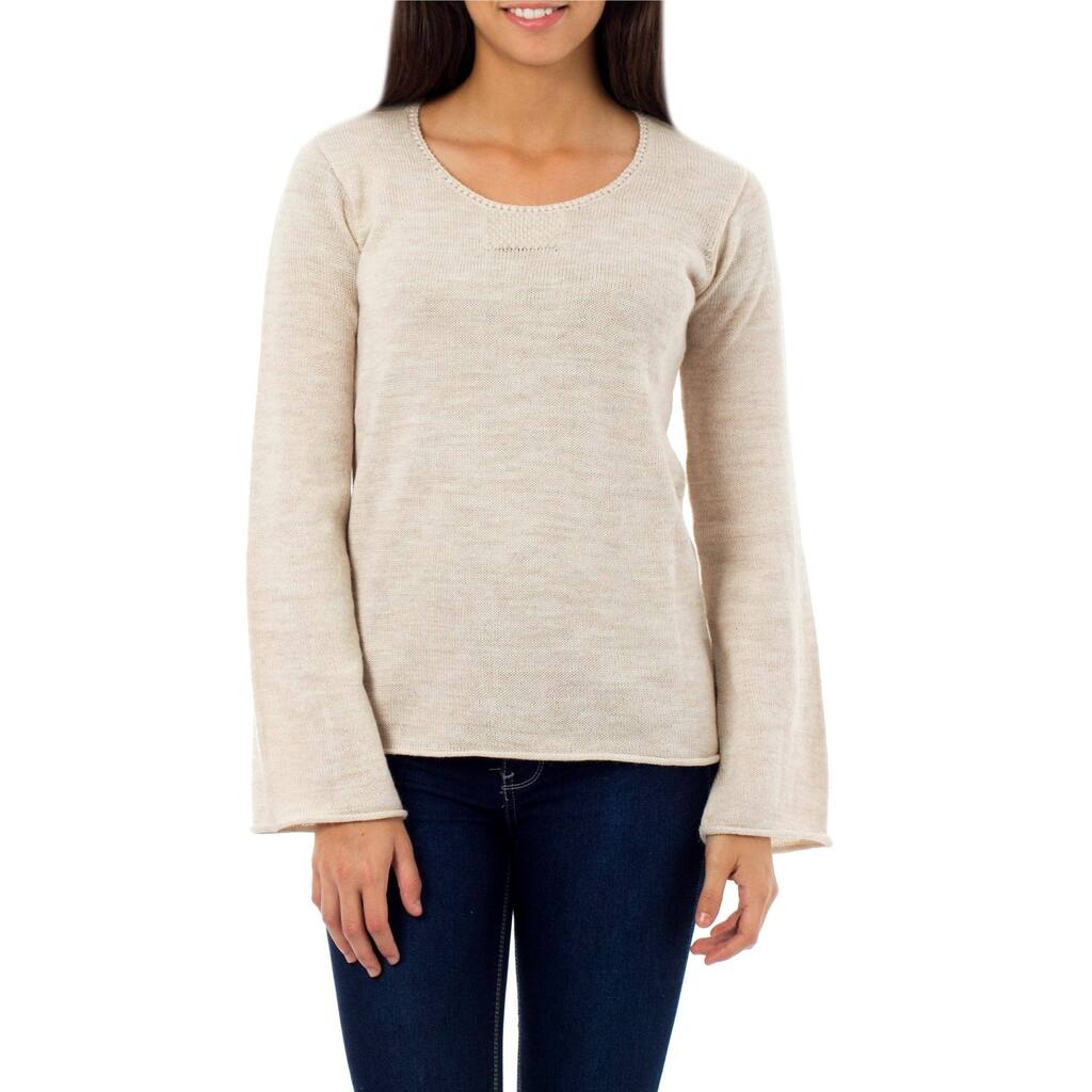 Handmade Charisma Alpaca Bell Sleeve Casual Pullover Sweater (Peru)