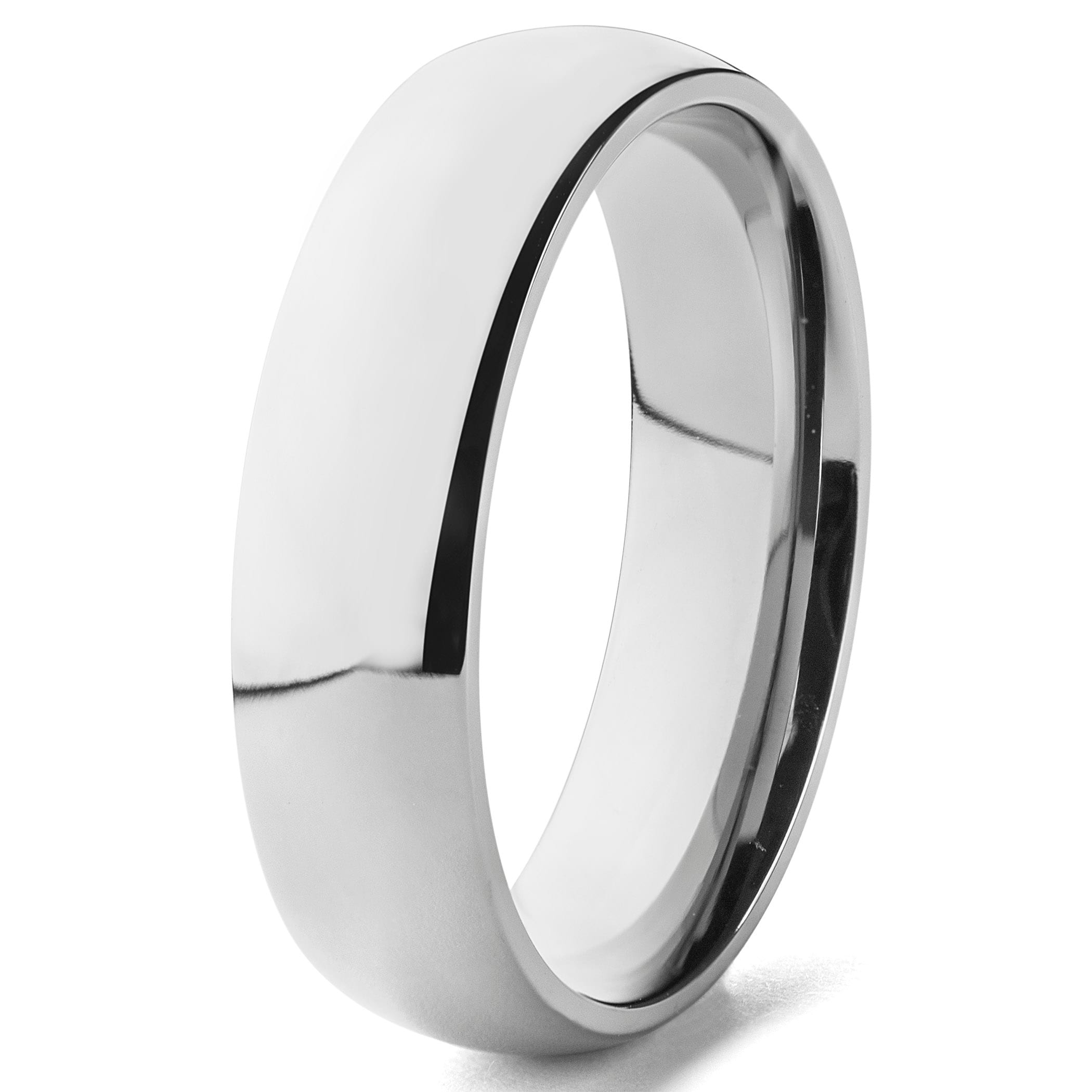 Noureda 6MM Stainless Steel High Polished Light Comfort Fit Traditional Dome Wedding Band Ring