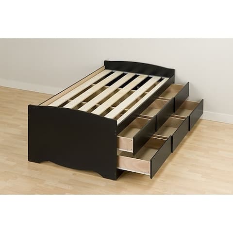Black Twin 6-drawer Captain's Platform Storage Bed
