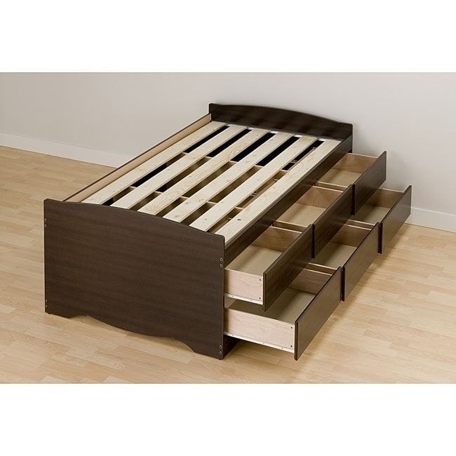 Shop Espresso Tall Twin 6-drawer Captain's Platform Storage Bed - Free