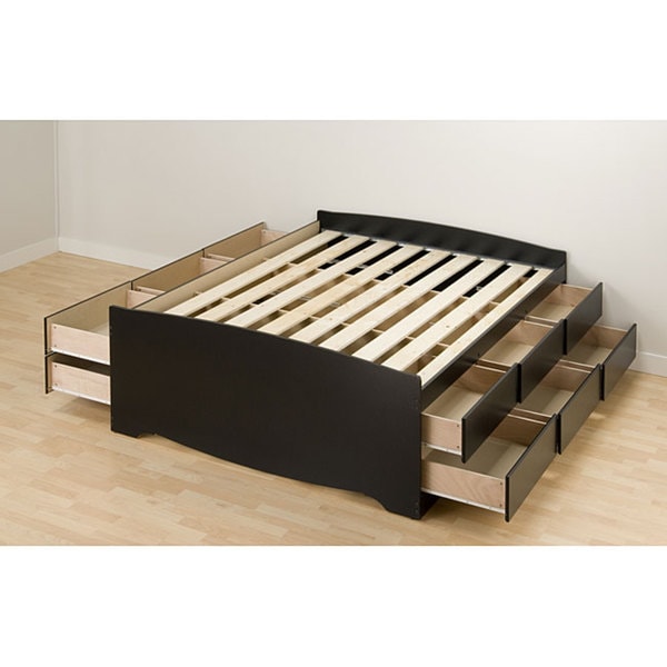 Black Tall Full 12-drawer Captain's Platform Storage Bed 