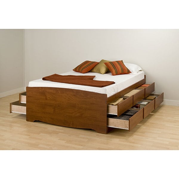 Cherry Tall Queen 12-drawer Captain's Platform Storage Bed - 11763482 ...