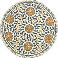 Safavieh Hand-hooked Majestic Ivory/ Blue Wool Rug - 4' x 4' Round