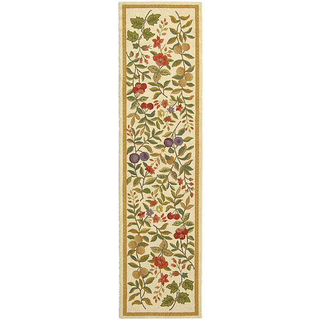 Hand hooked Garden Ivory Wool Runner (26 X 12)