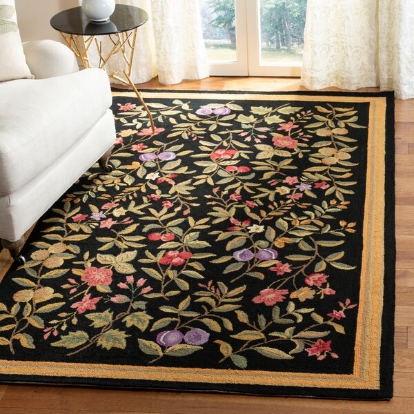 Safavieh Indoor Hand-hooked Garden Black Wool Rug - 7'9' x 9'9'